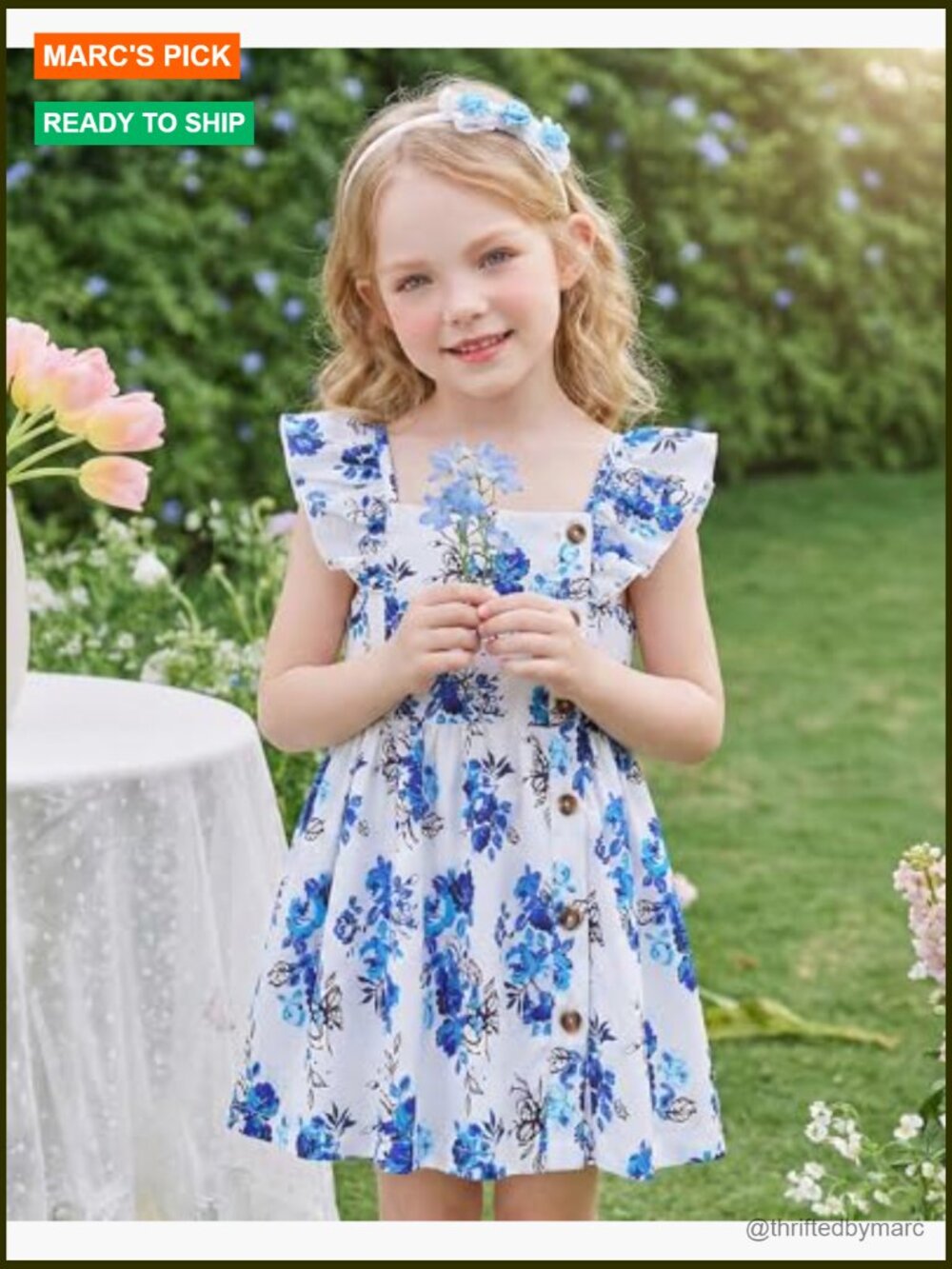 Toddler Girls 2-Pack Sun Dresses Fly Sleeve A-Line Summer Outfits - Picture 3 of 6